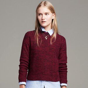 Back Cutout Cropped Pullover Sweater - Red